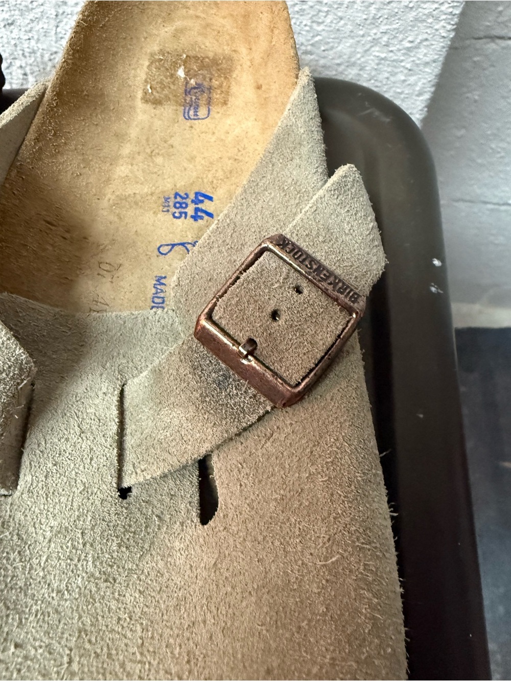 Birkenstock Suede Boston Clogs in Beige - Picture 2 of 7